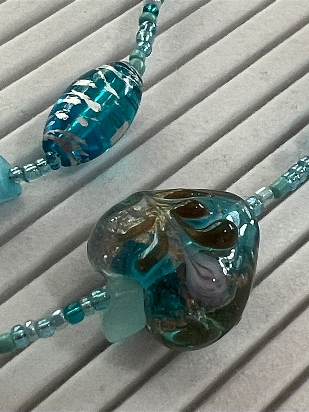 Artisan Turquoise and Teal Glass Bead Necklace